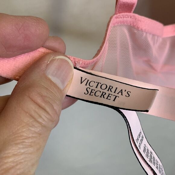 Victoria’s Secret Pink Floral Lace Sexy Lined Underwire Push-up Demi Bra Sz 34C - Picture 9 of 14